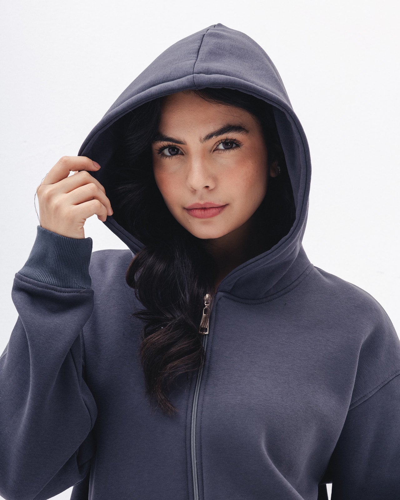 Blank Zip Up In Charcoal Grey