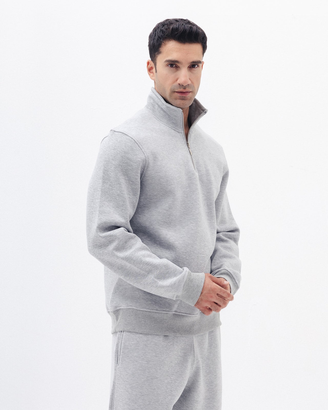 Quarter Zip In Light grey