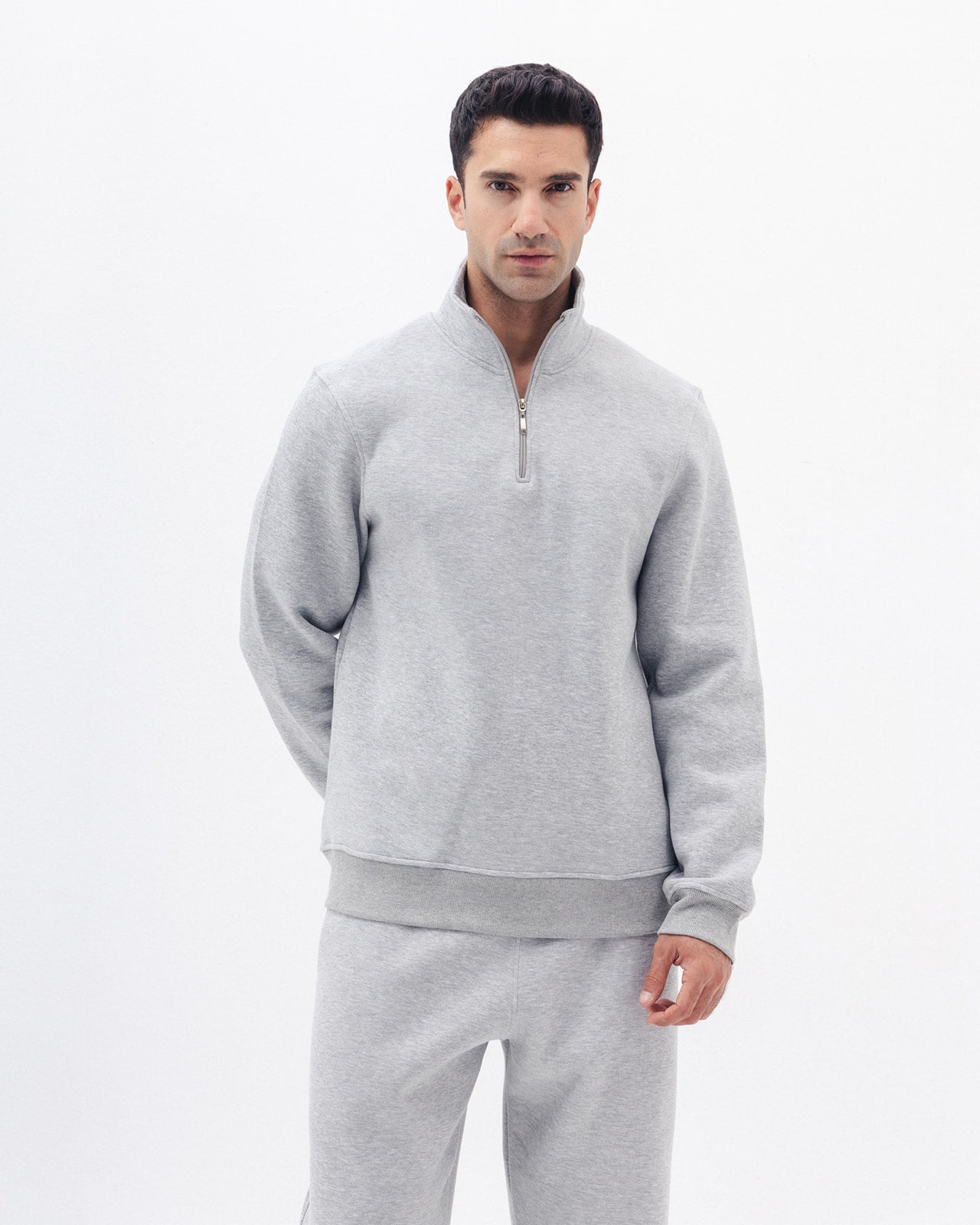 Quarter Zip In Light grey