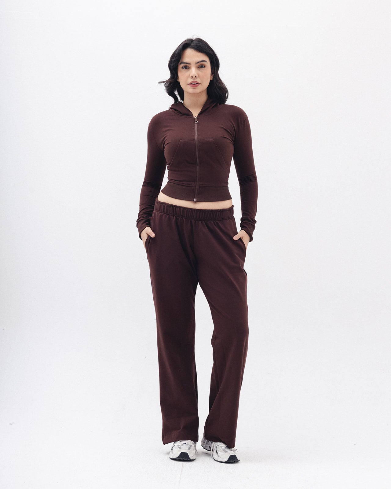 Shaping Zipper Jacket In Brown