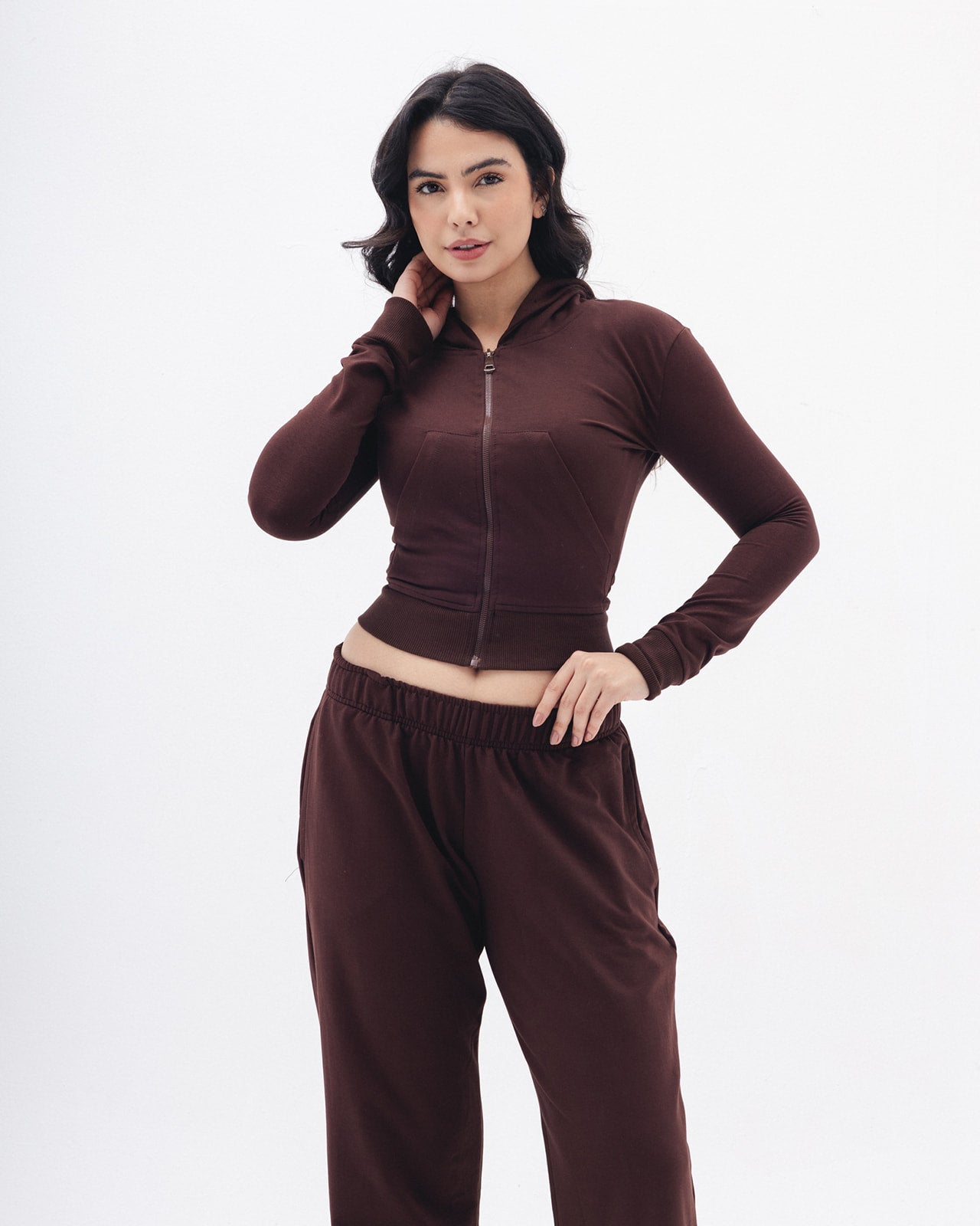 Shaping Zipper Jacket In Brown