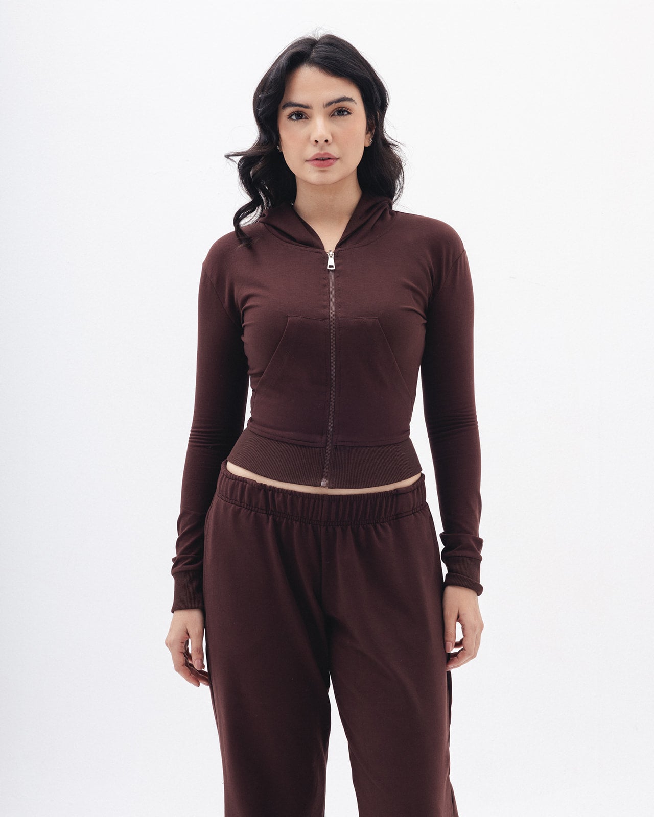 Shaping Zipper Jacket In Brown