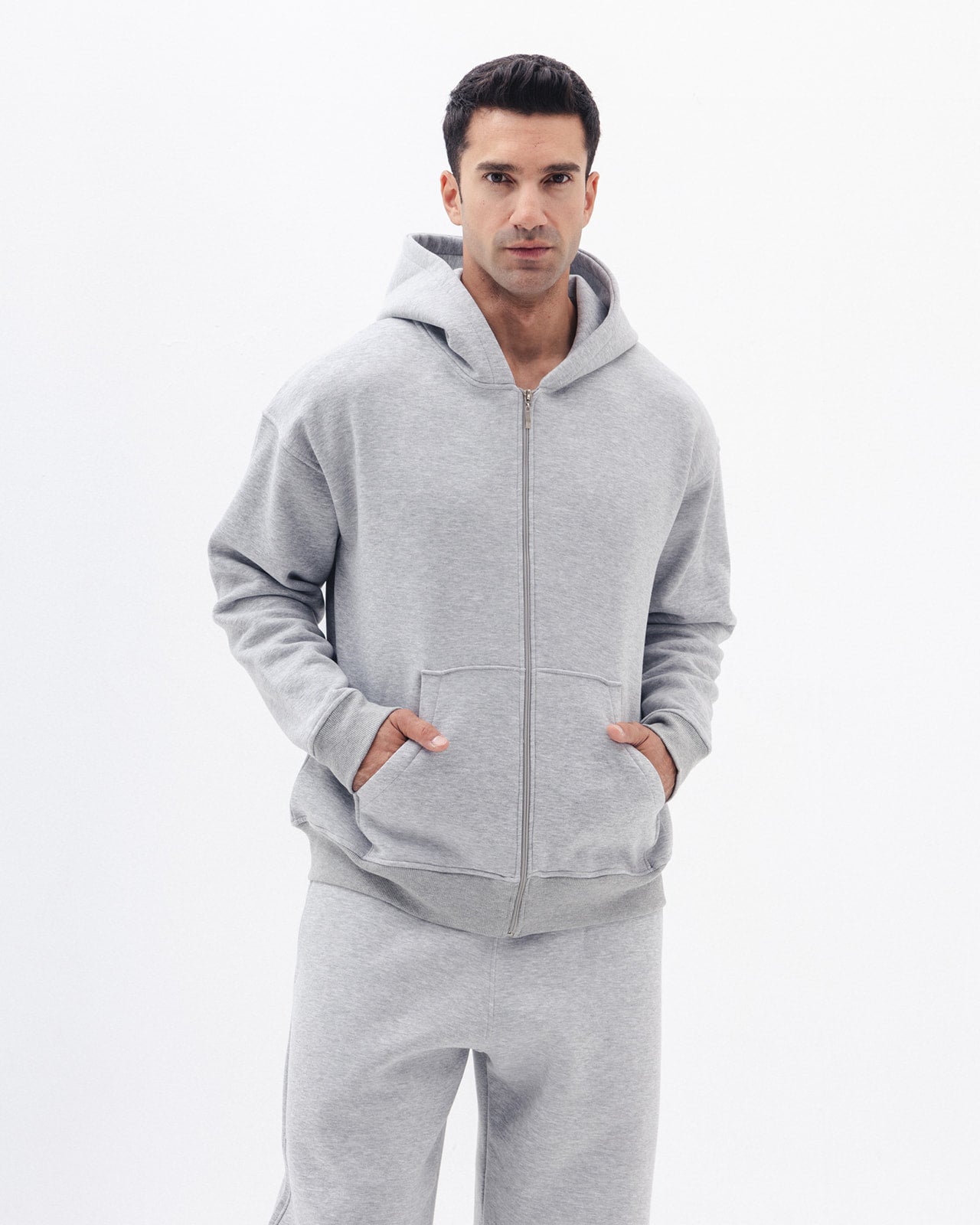 Blank Zip Up In Light Grey