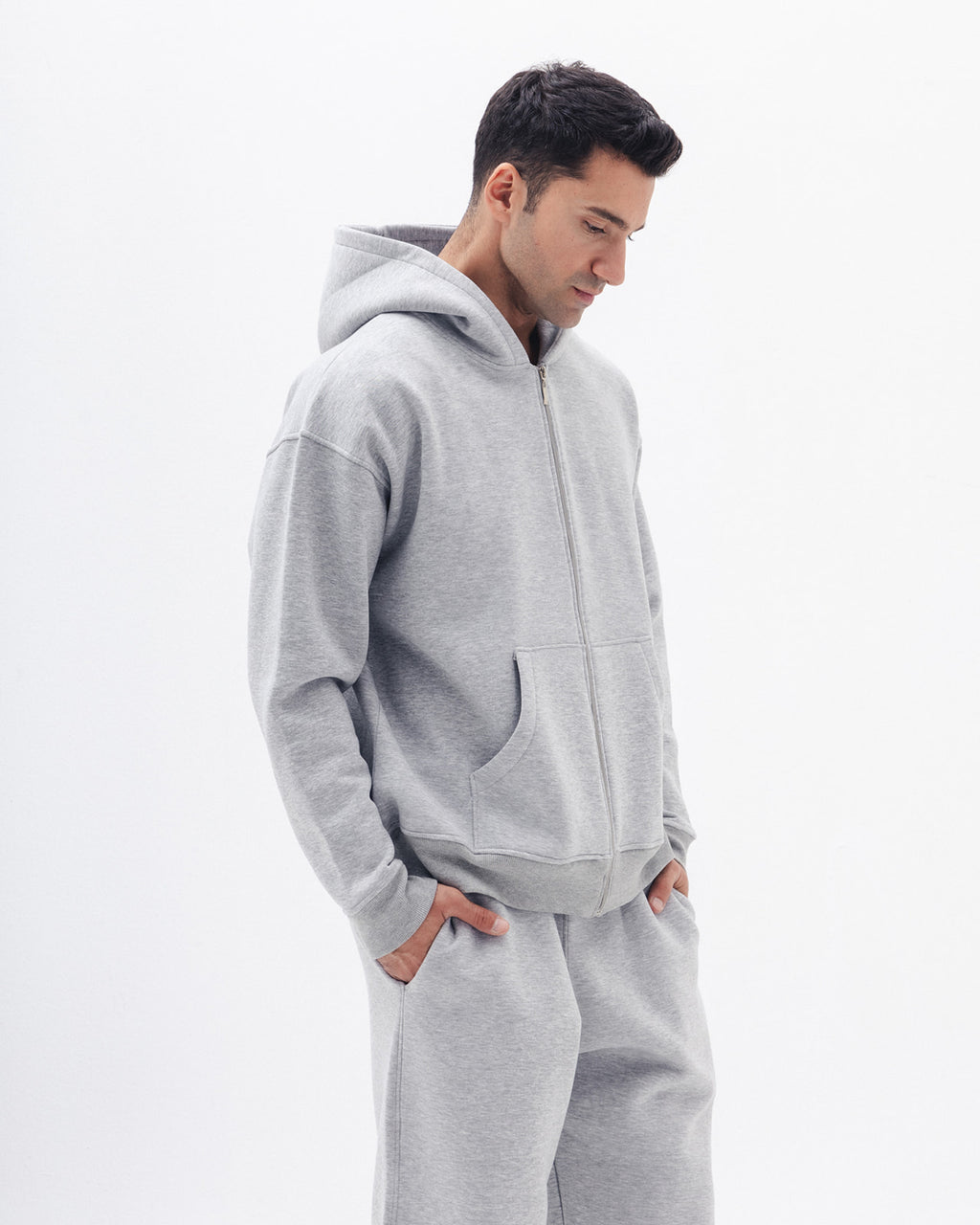 Blank Zip Up In Light Grey