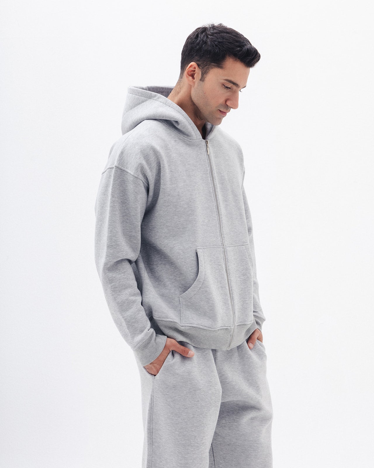 Blank Zip Up In Light Grey