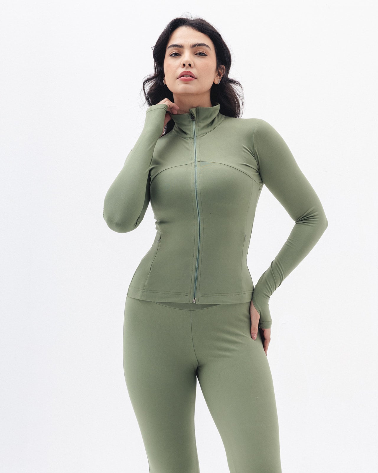 Shaping Athleisure Jacket In Sage Green