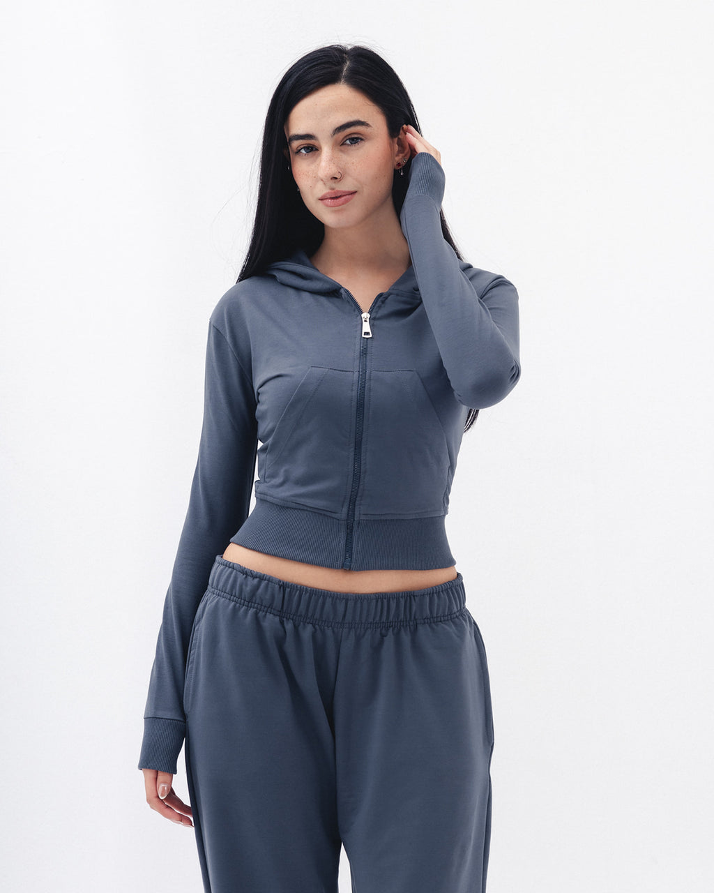 Shaping Zipper Jacket In Grey