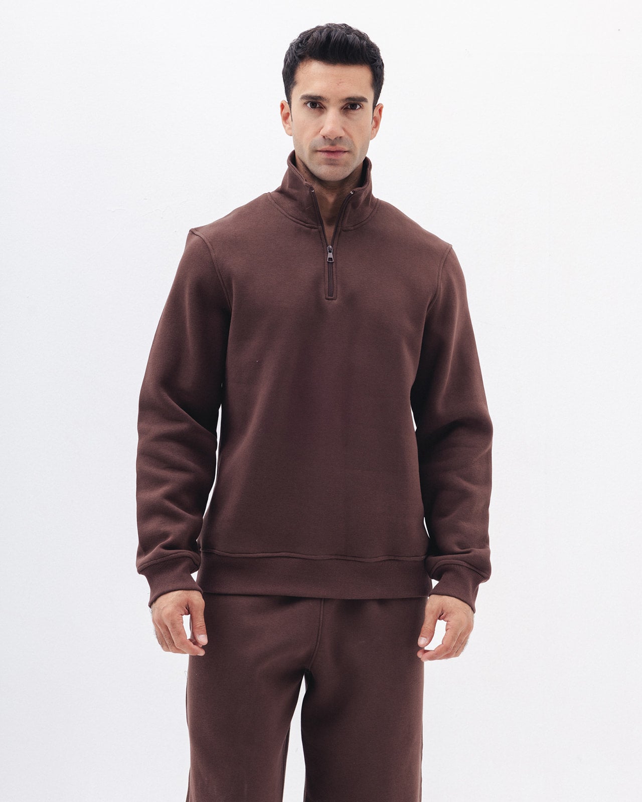 Quarter Zip In Coco Brown
