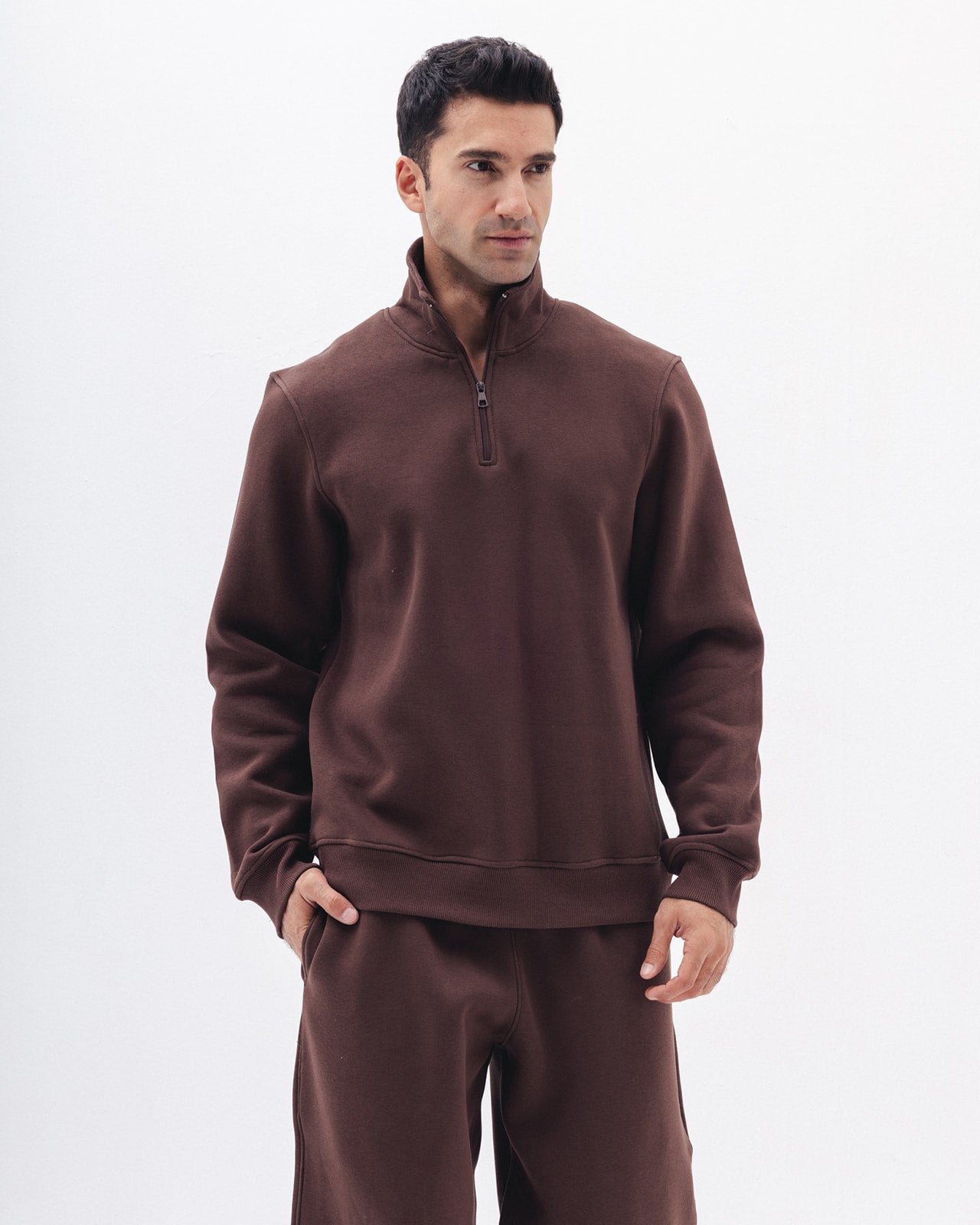 Quarter Zip In Coco Brown
