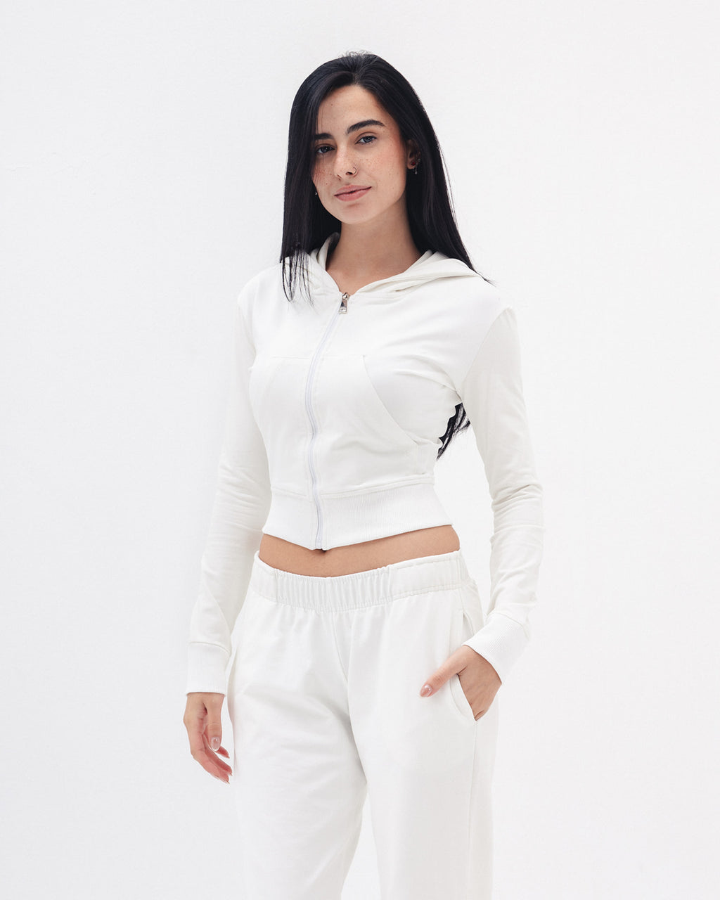 Shaping Zipper Jacket In White