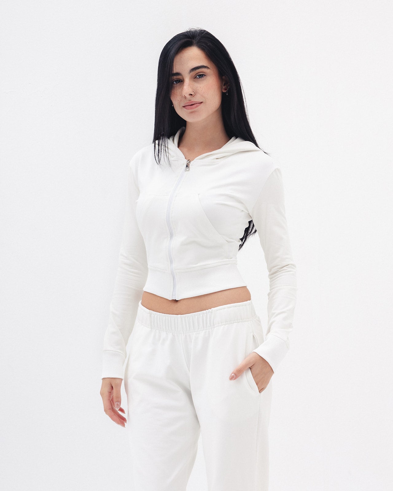 Shaping Zipper Jacket In White