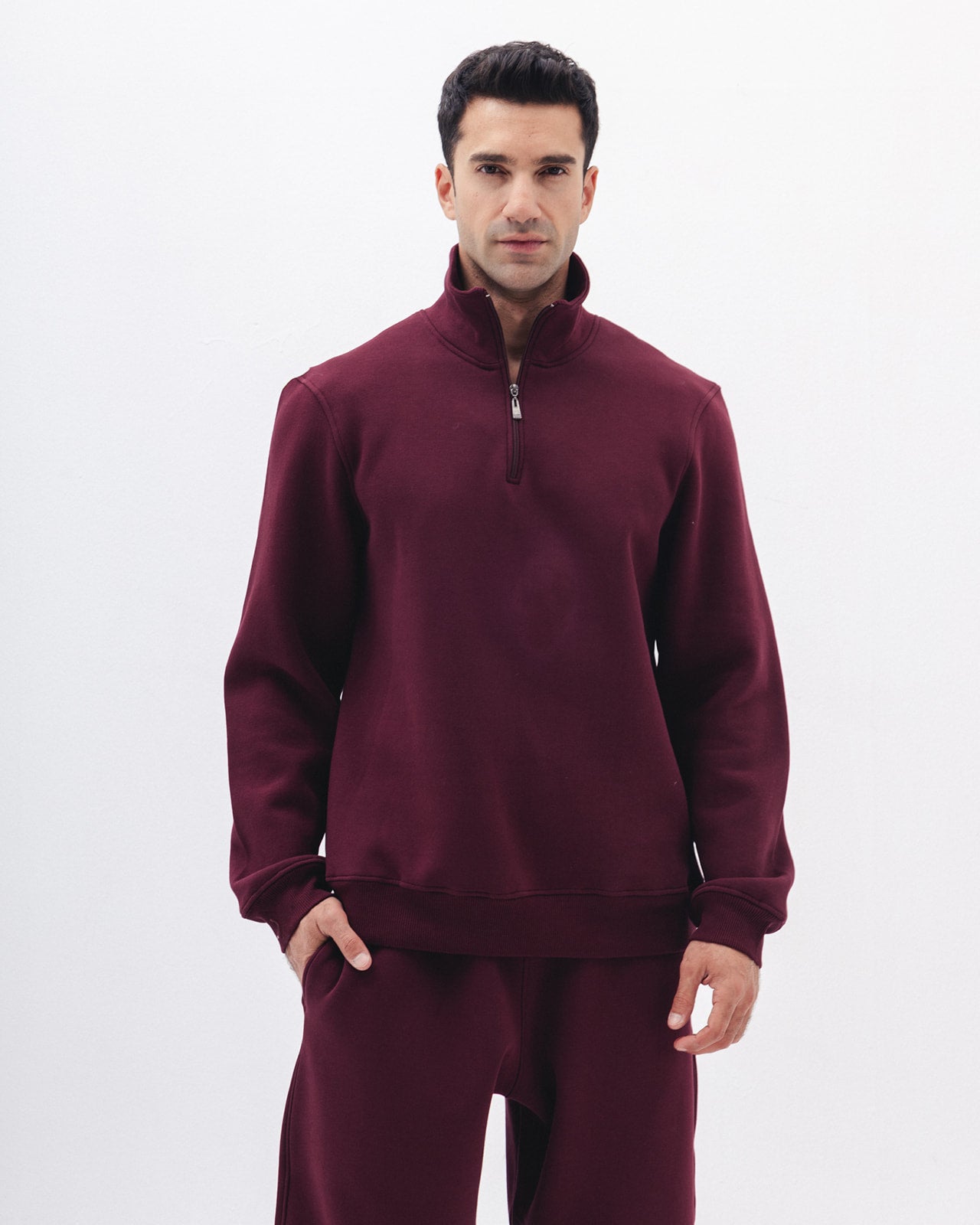 Quarter Zip In Burgundy
