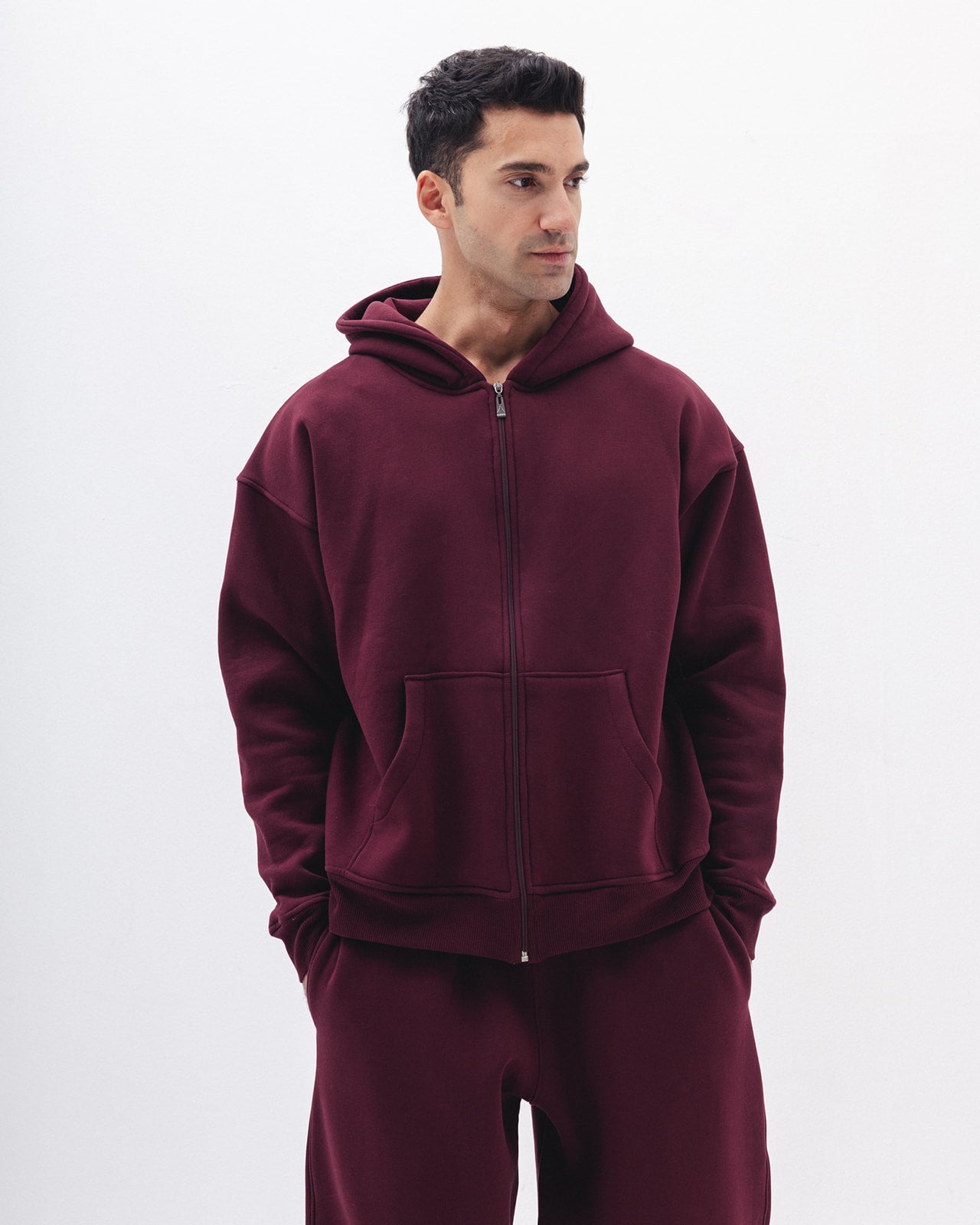 Blank Zip Up In Burgundy
