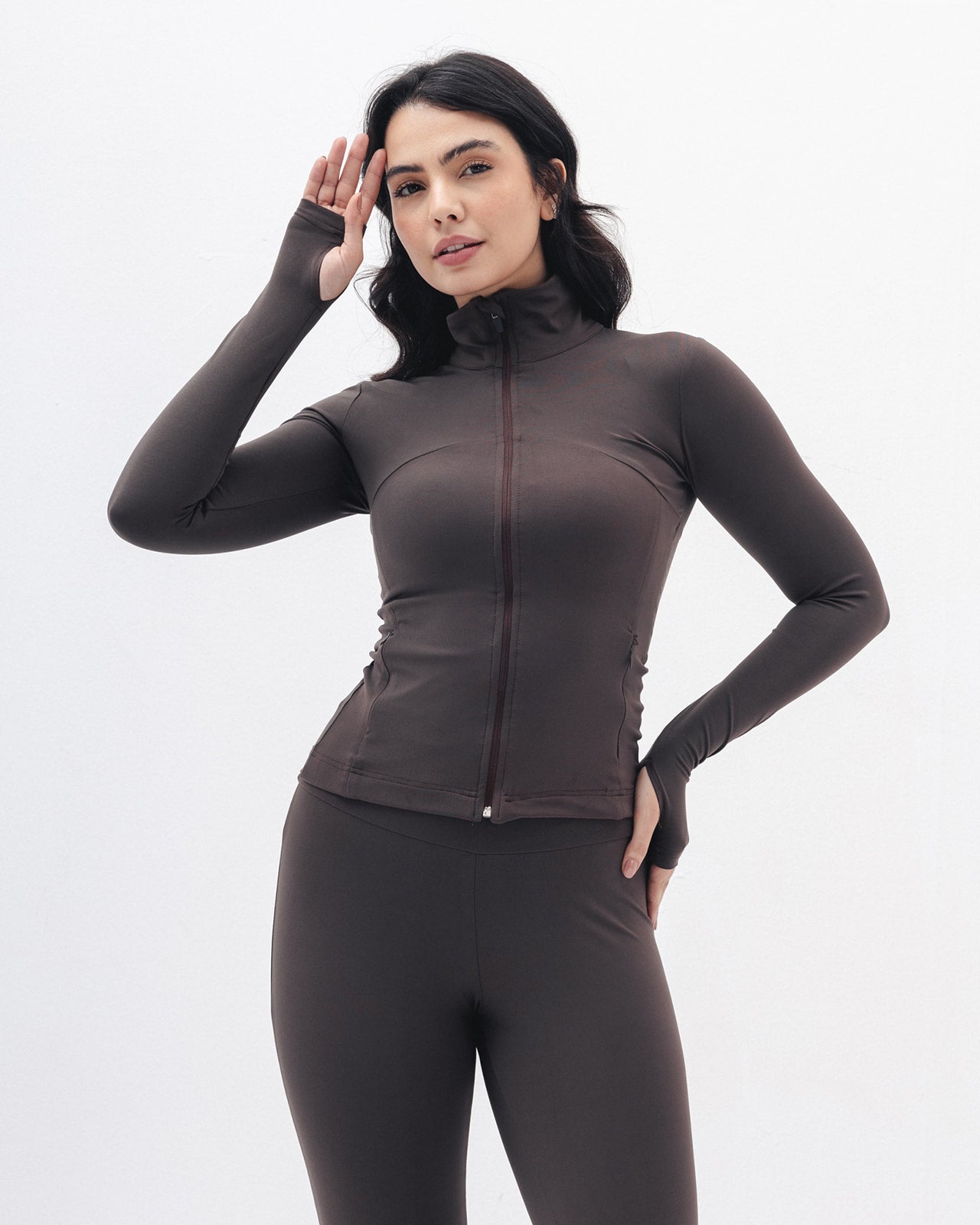 Shaping Athleisure Jacket In Brown