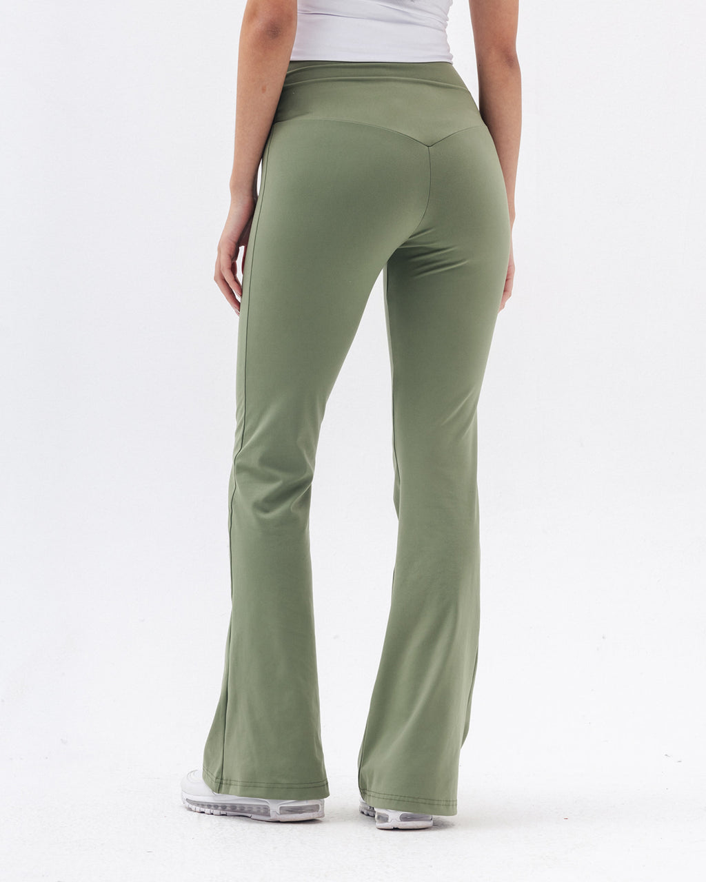 Crossed Waist Yoga Pants In Sage Green