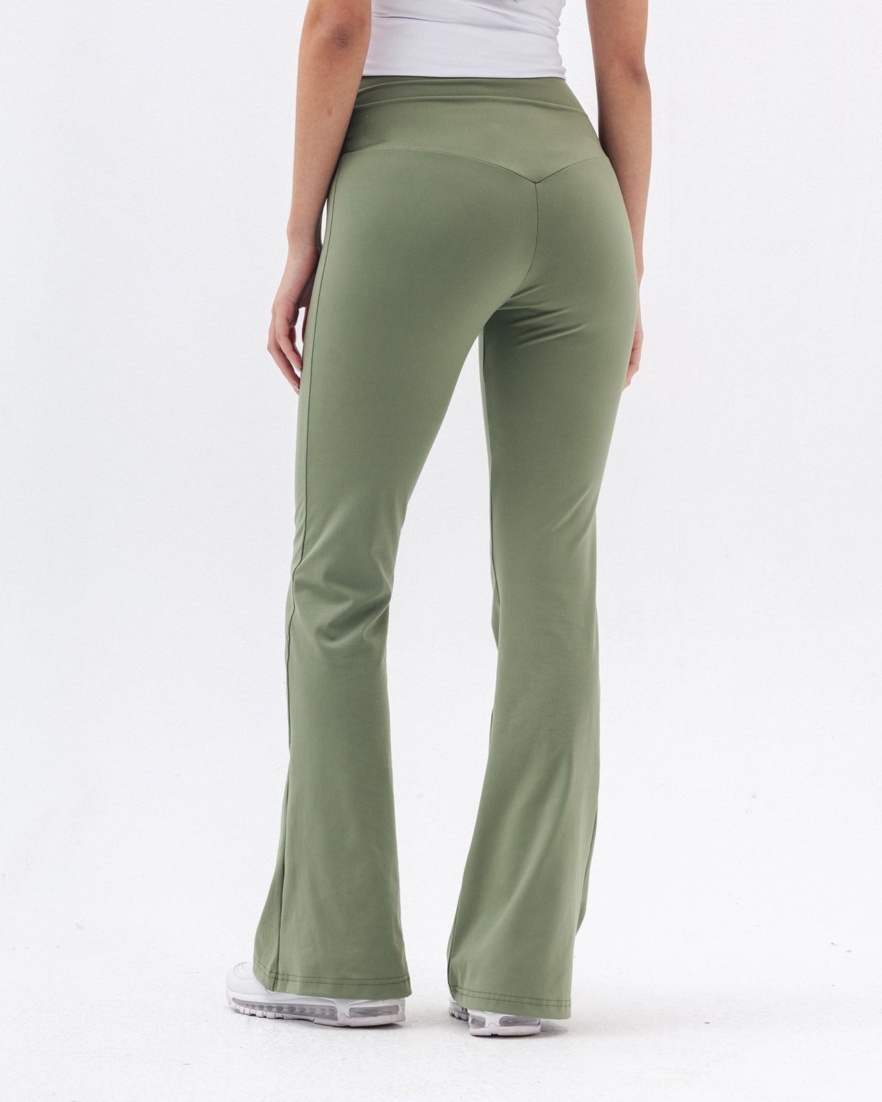 Crossed Waist Yoga Pants In Sage Green