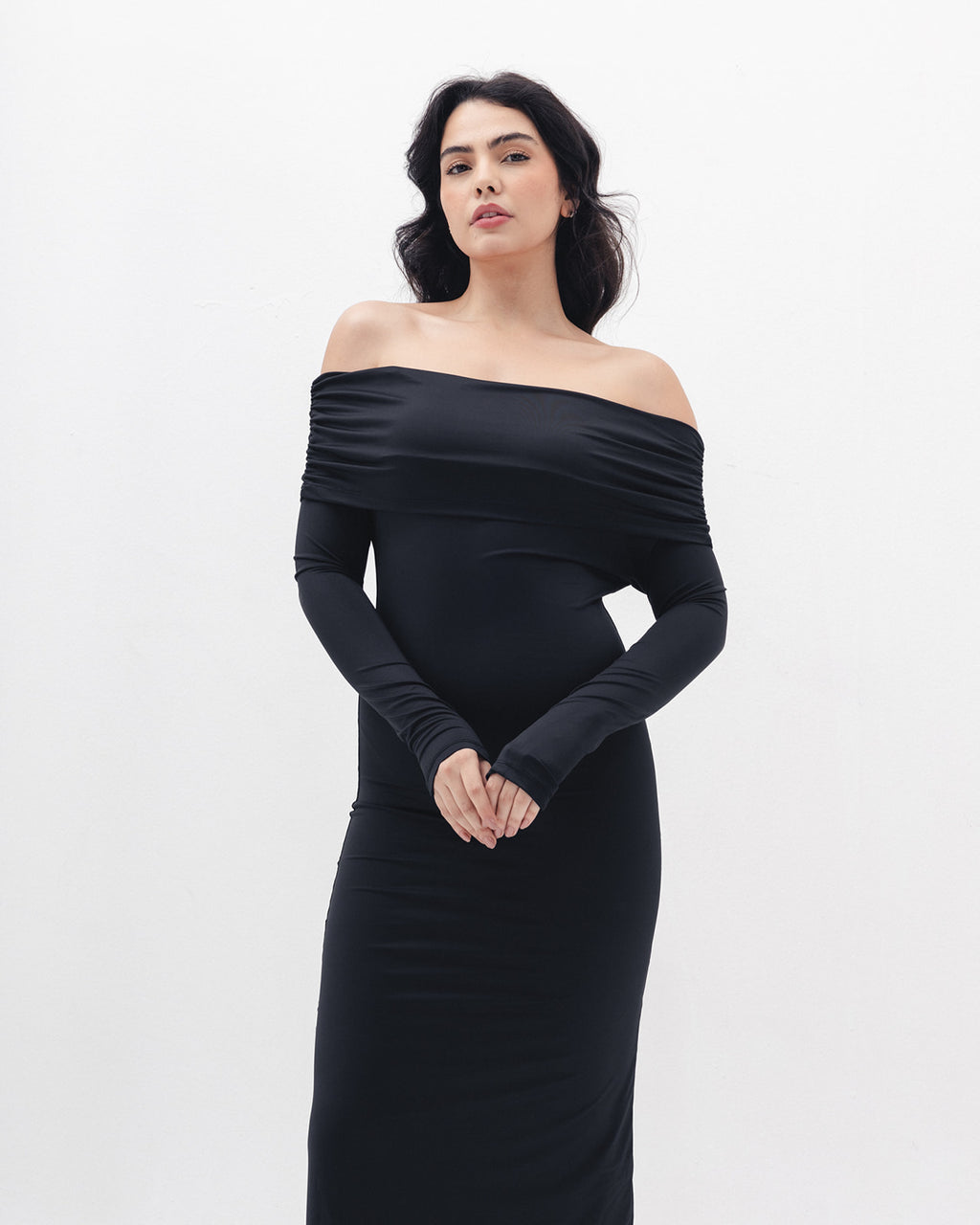 Off Shoulder Dress In Black