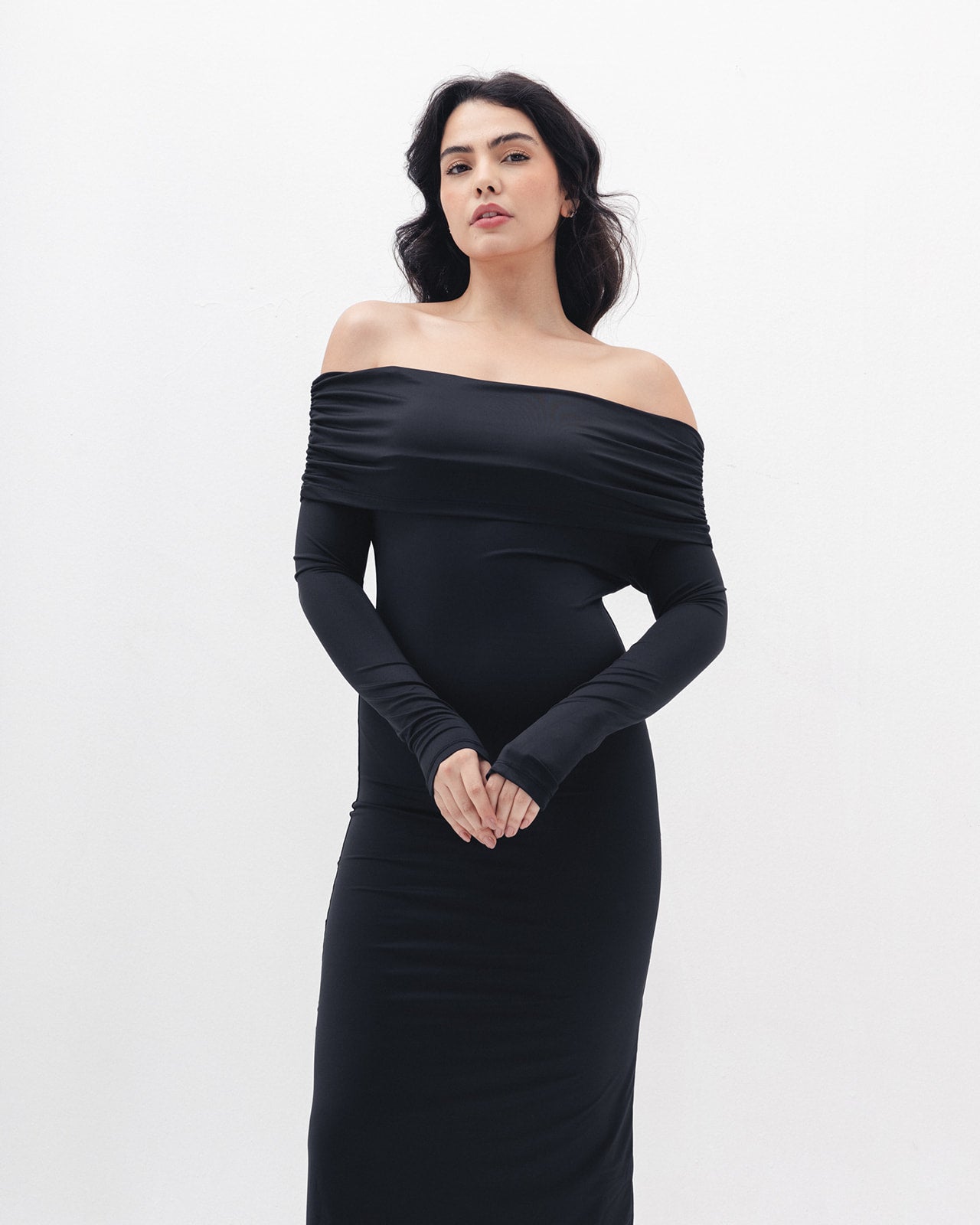 Off Shoulder Dress In Black
