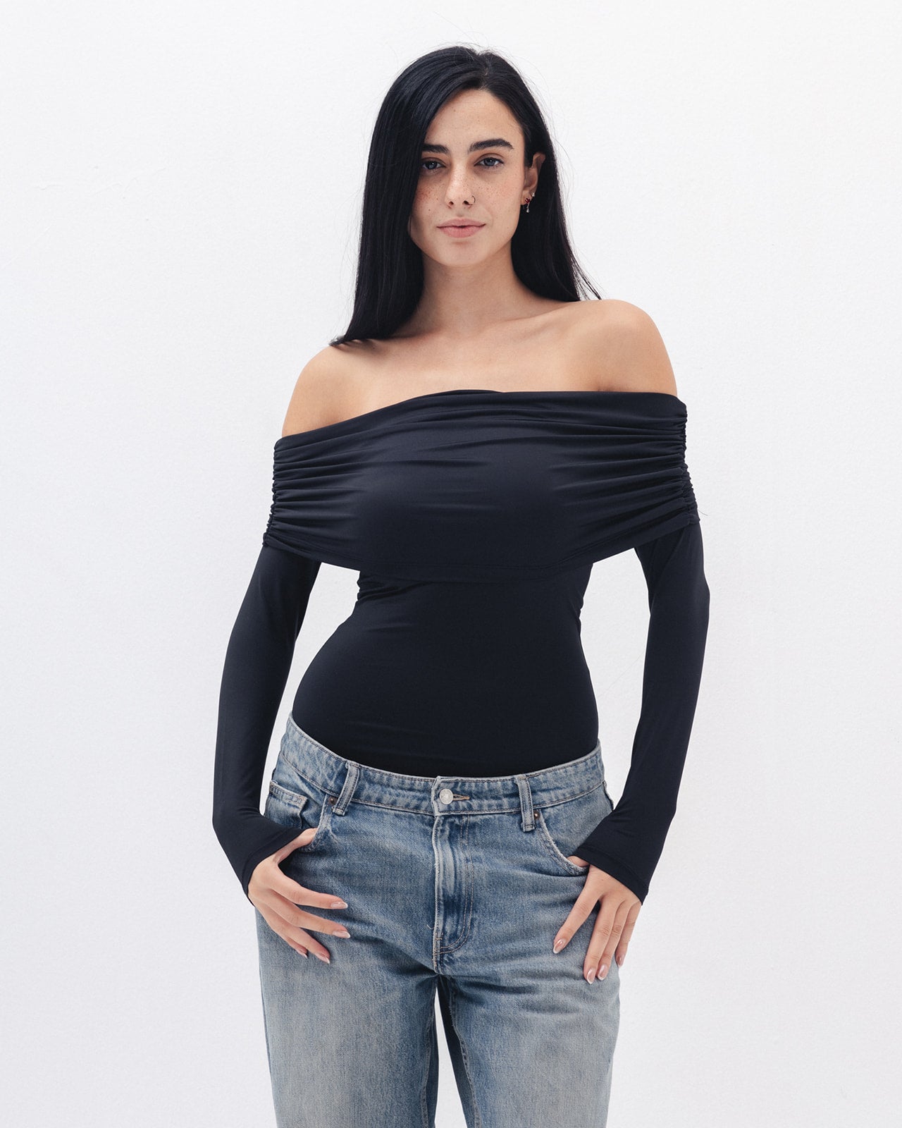 Off Shoulder Long Sleeve In Black
