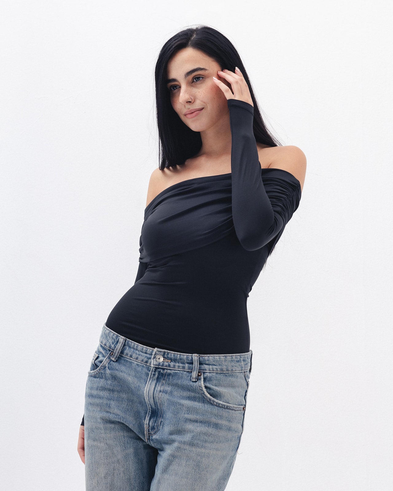 Off Shoulder Long Sleeve In Black