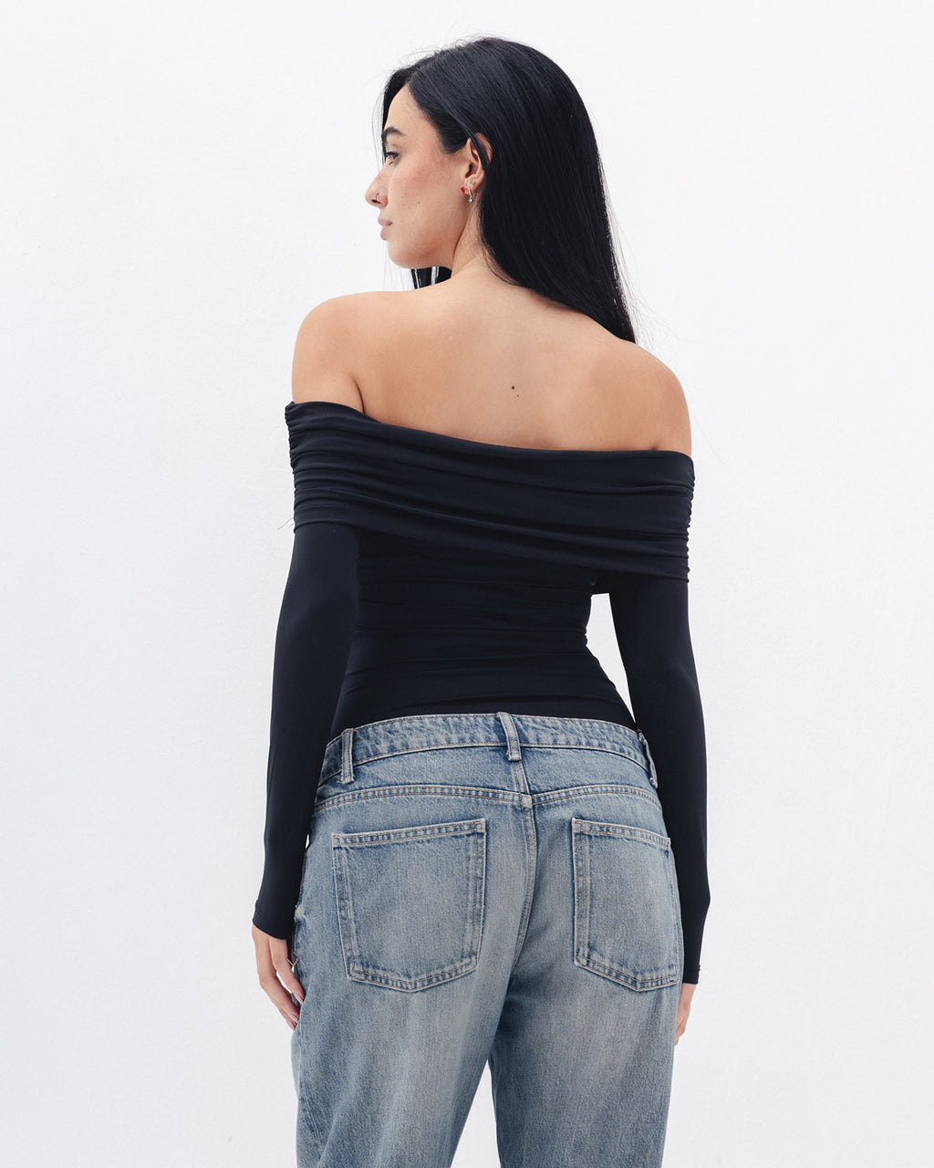 Off Shoulder Long Sleeve In Black