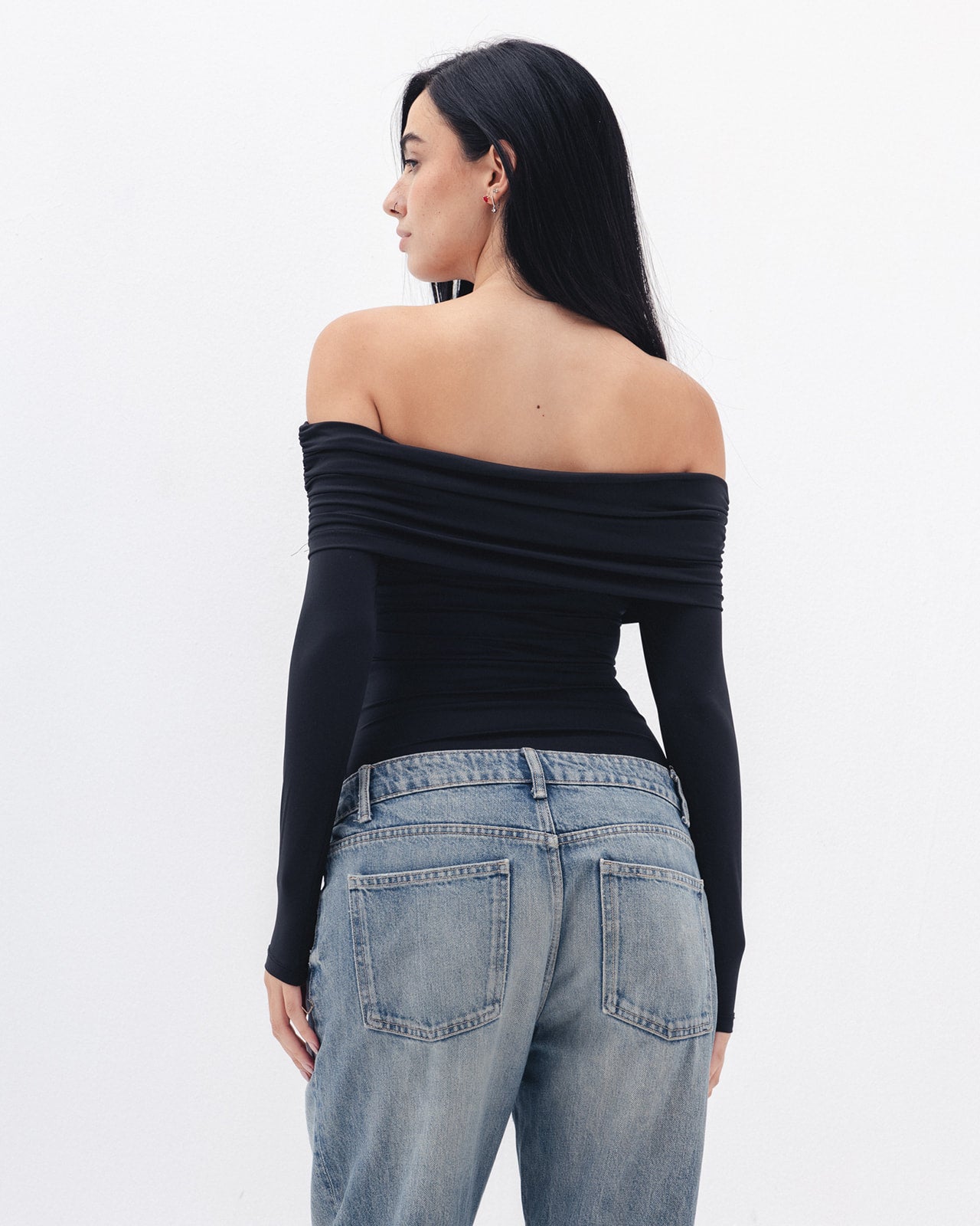 Off Shoulder Long Sleeve In Black