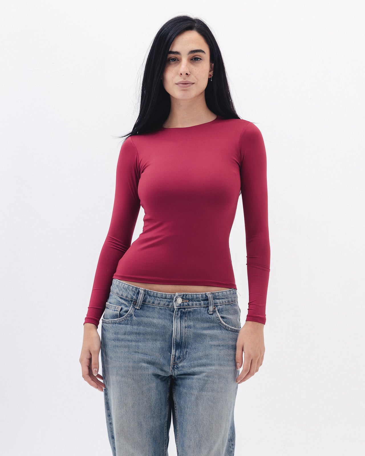 Shaping Long Sleeve Top In Raspberry