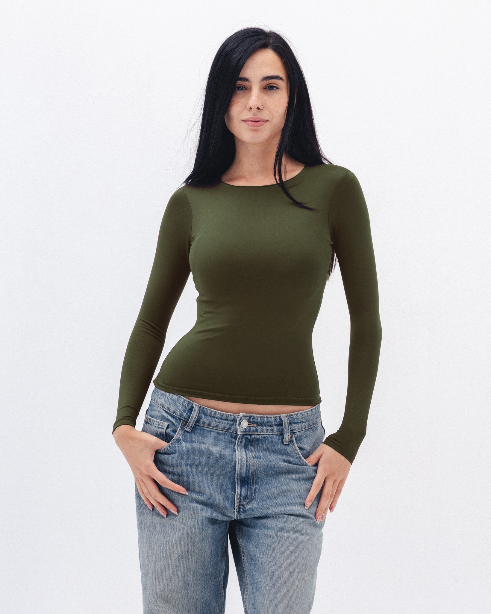 Shaping Long Sleeve Top In olive