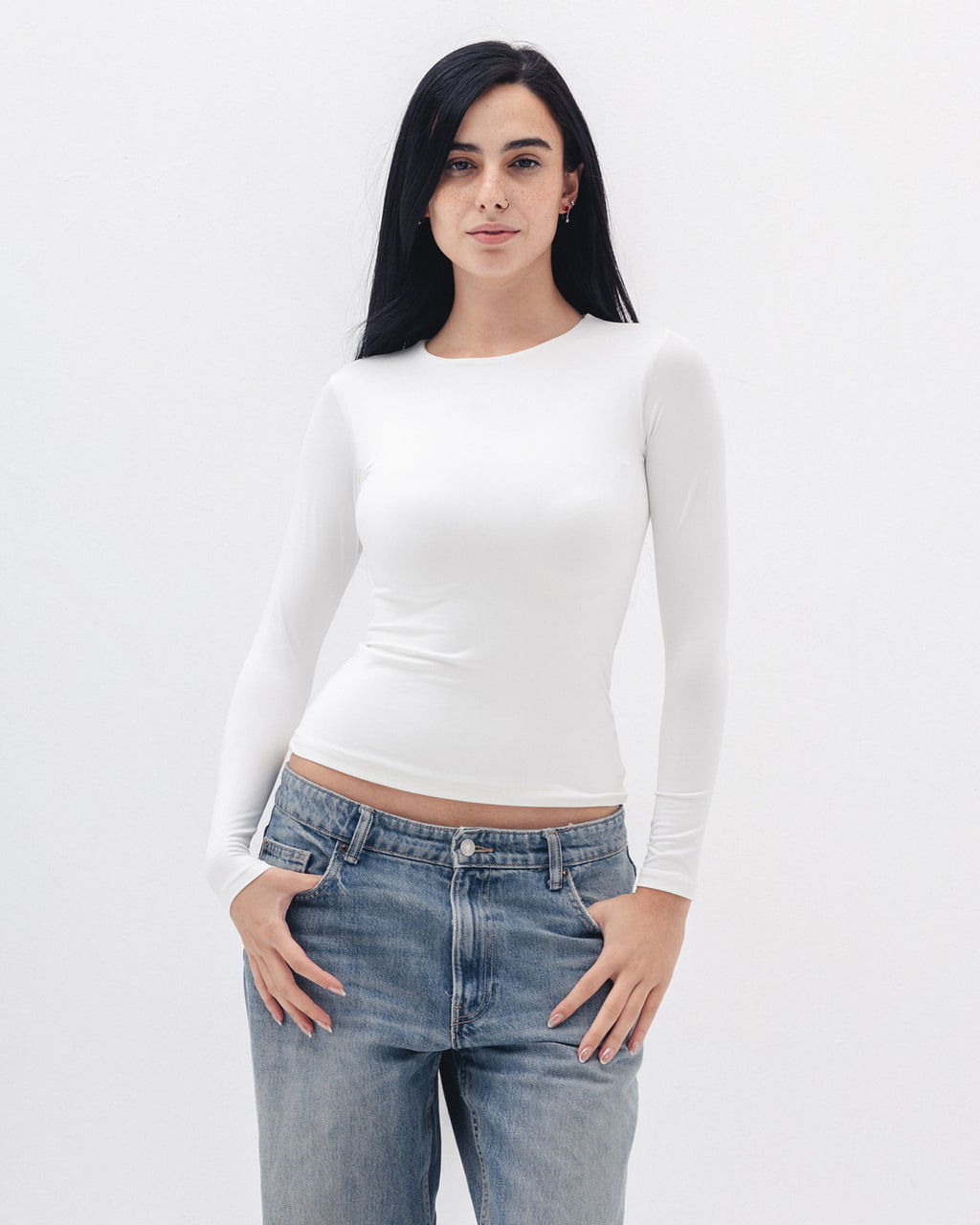 Shaping Long Sleeve Top In White