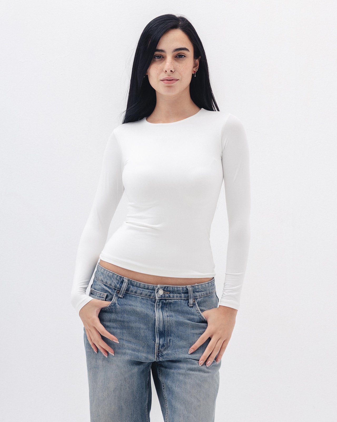 Shaping Long Sleeve Top In White