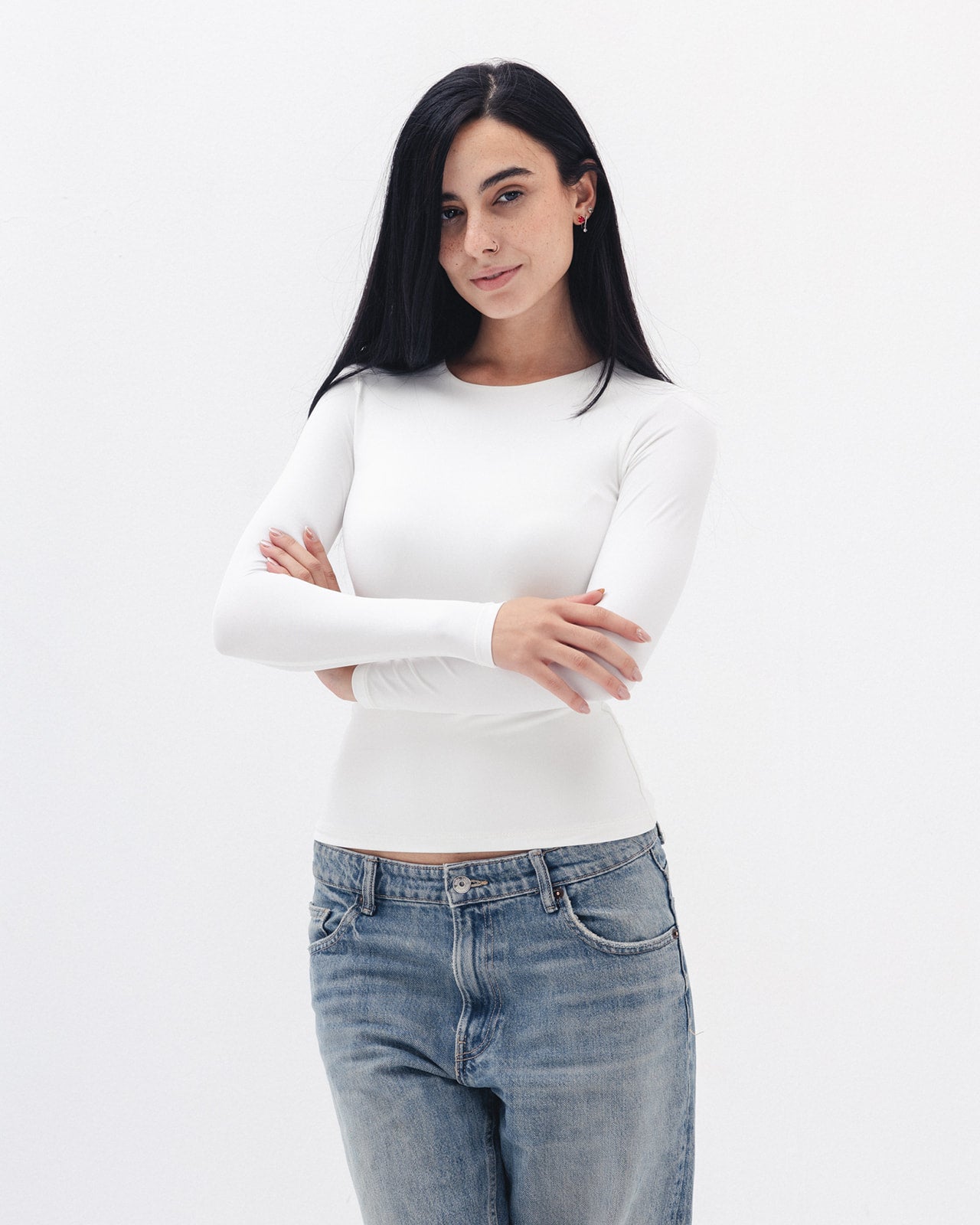 Shaping Long Sleeve Top In White