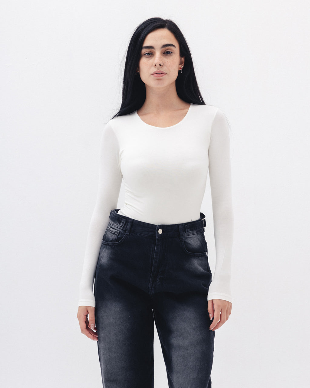 Cotton long sleeve Top In White