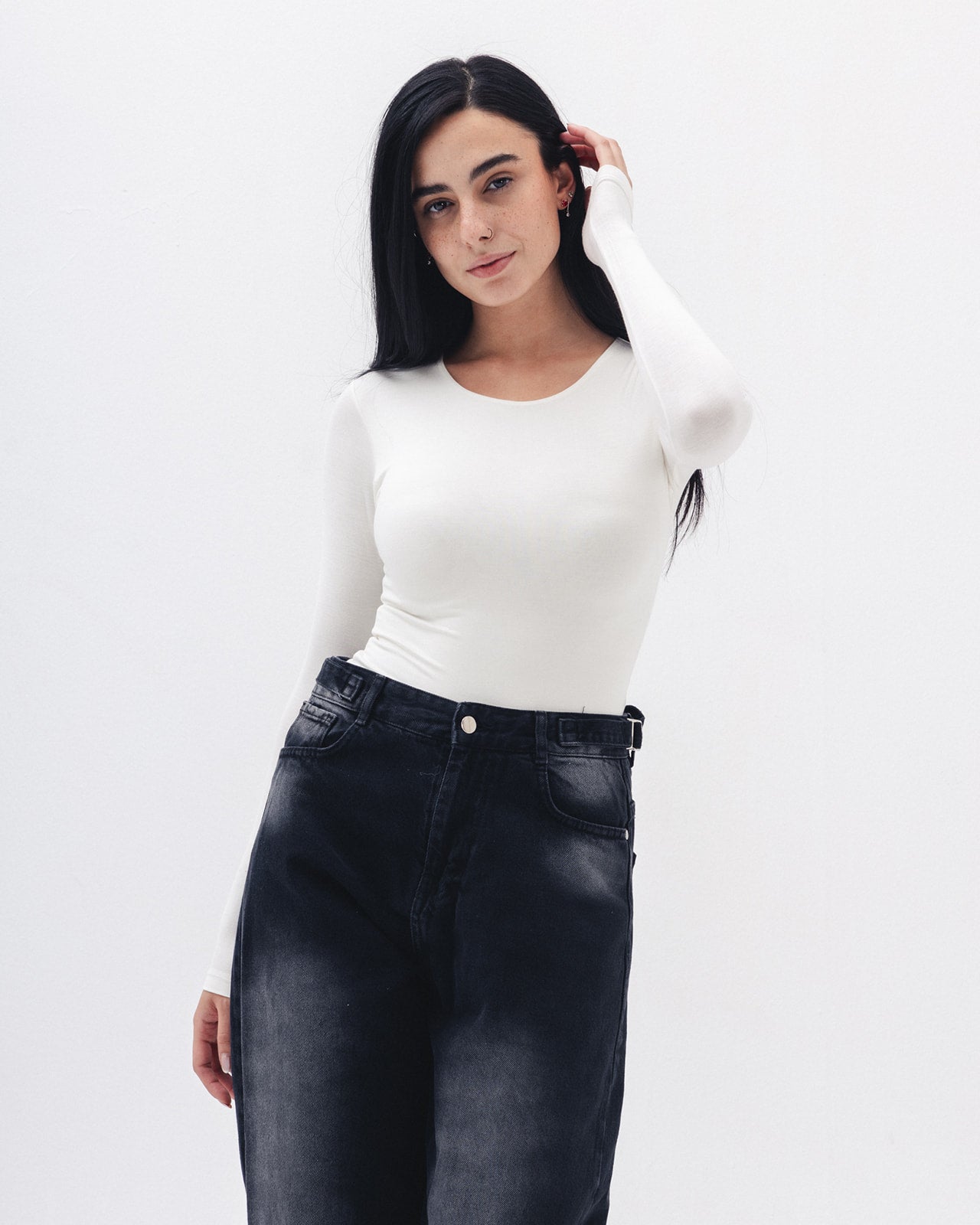 Cotton long sleeve Top In White