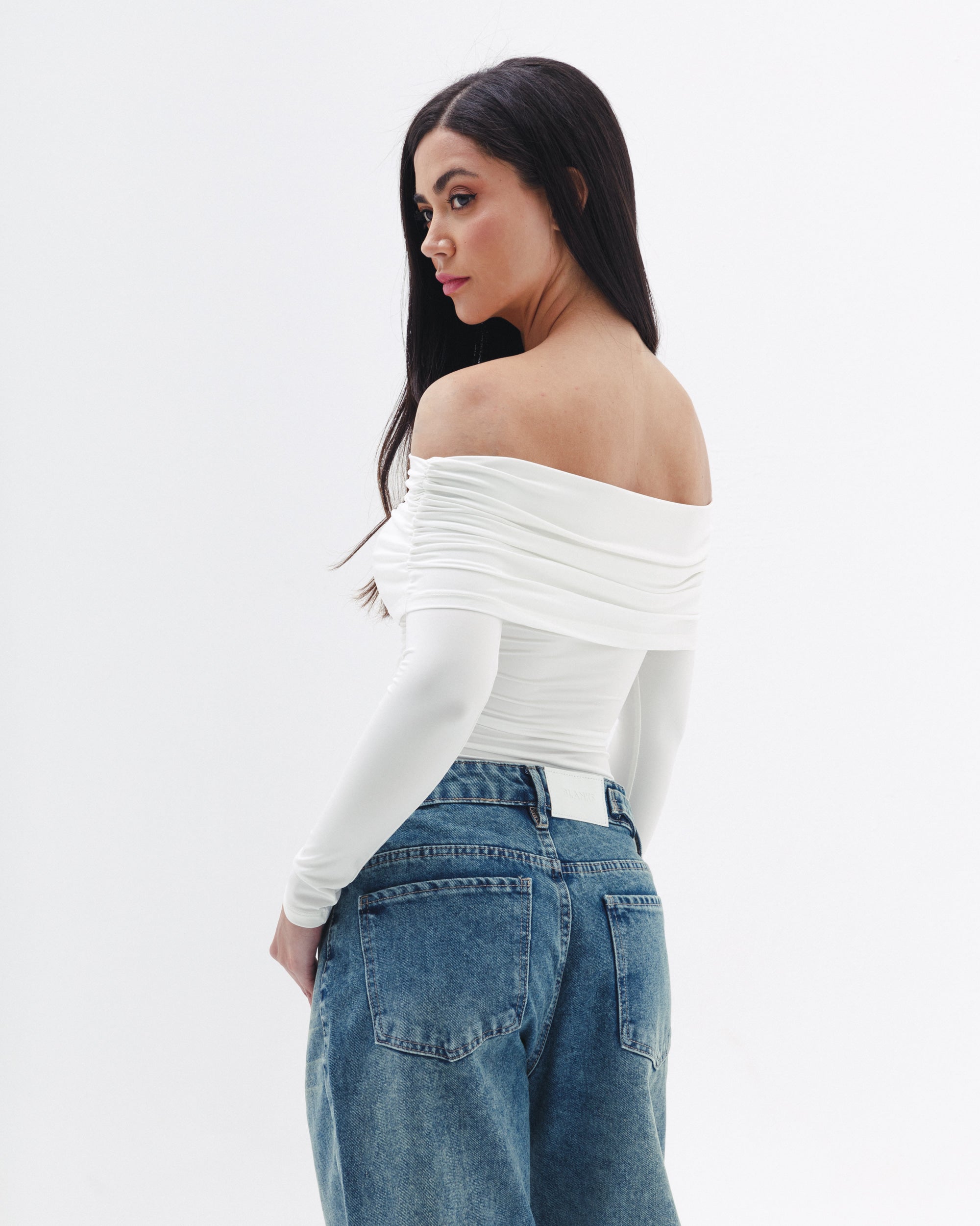 Off Shoulder Long Sleeve In White