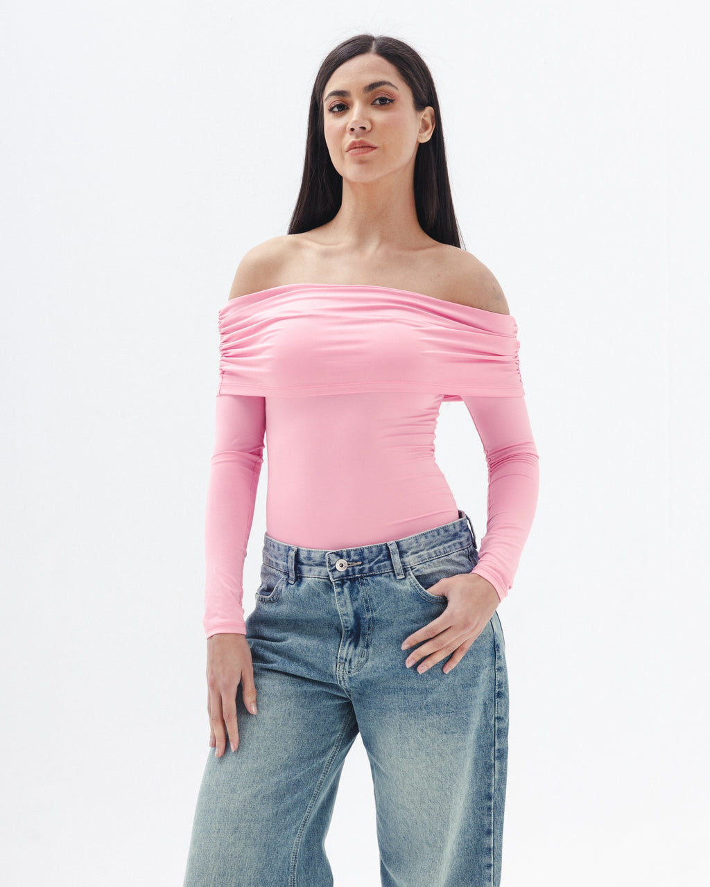 Off Shoulder Long Sleeve In Pink
