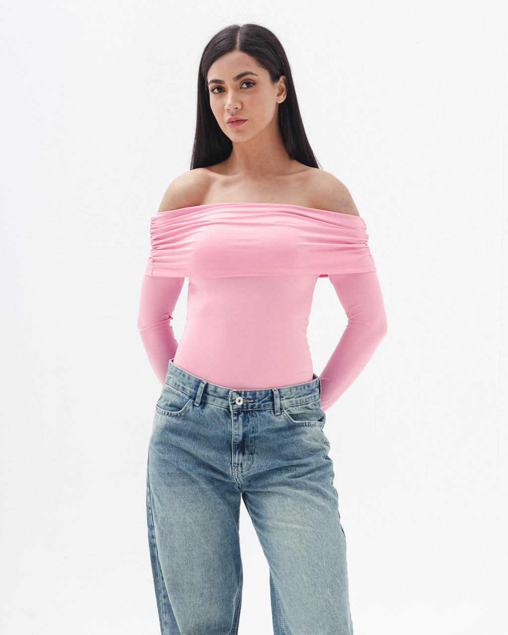 Off Shoulder Long Sleeve In Pink