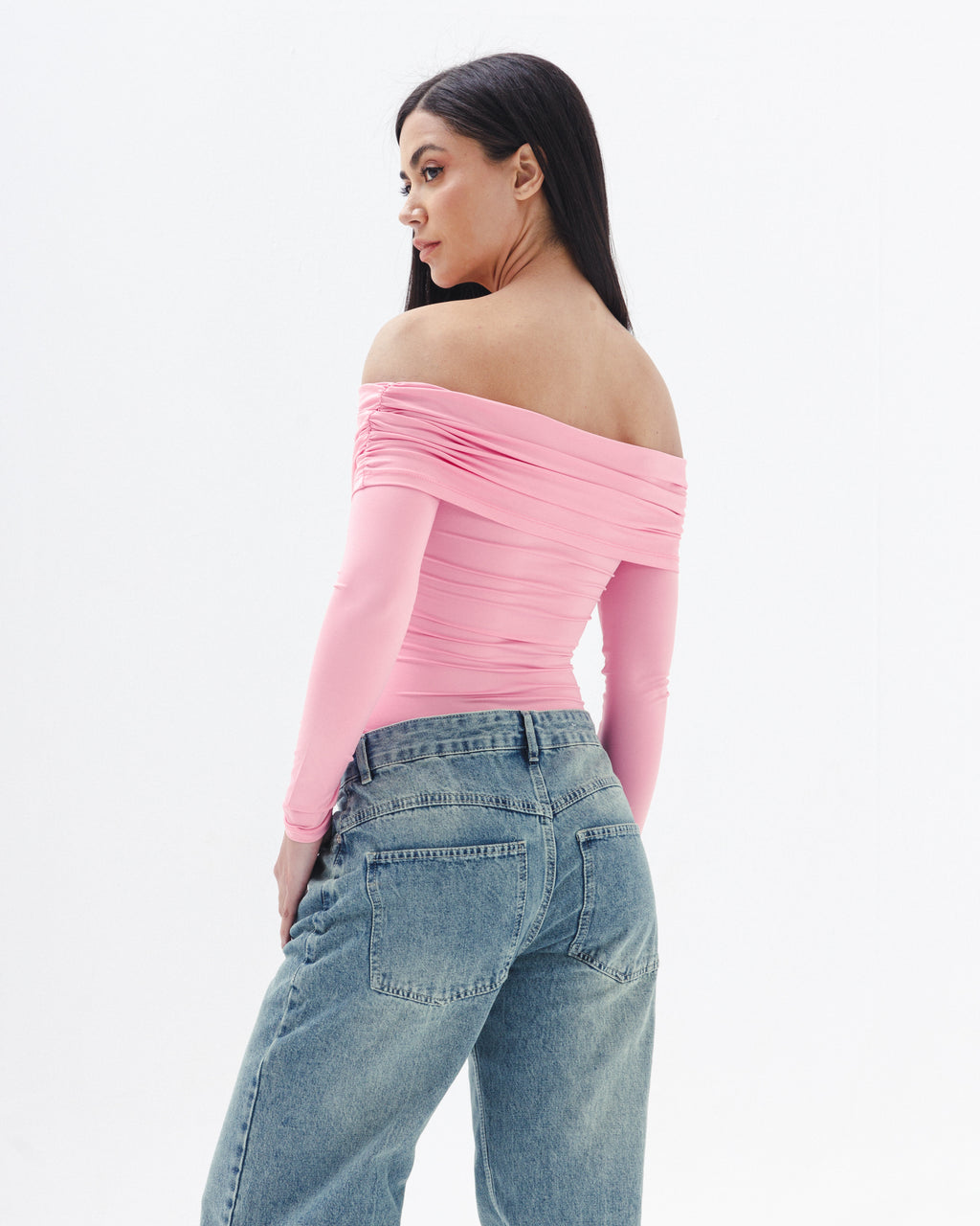 Off Shoulder Long Sleeve In Pink