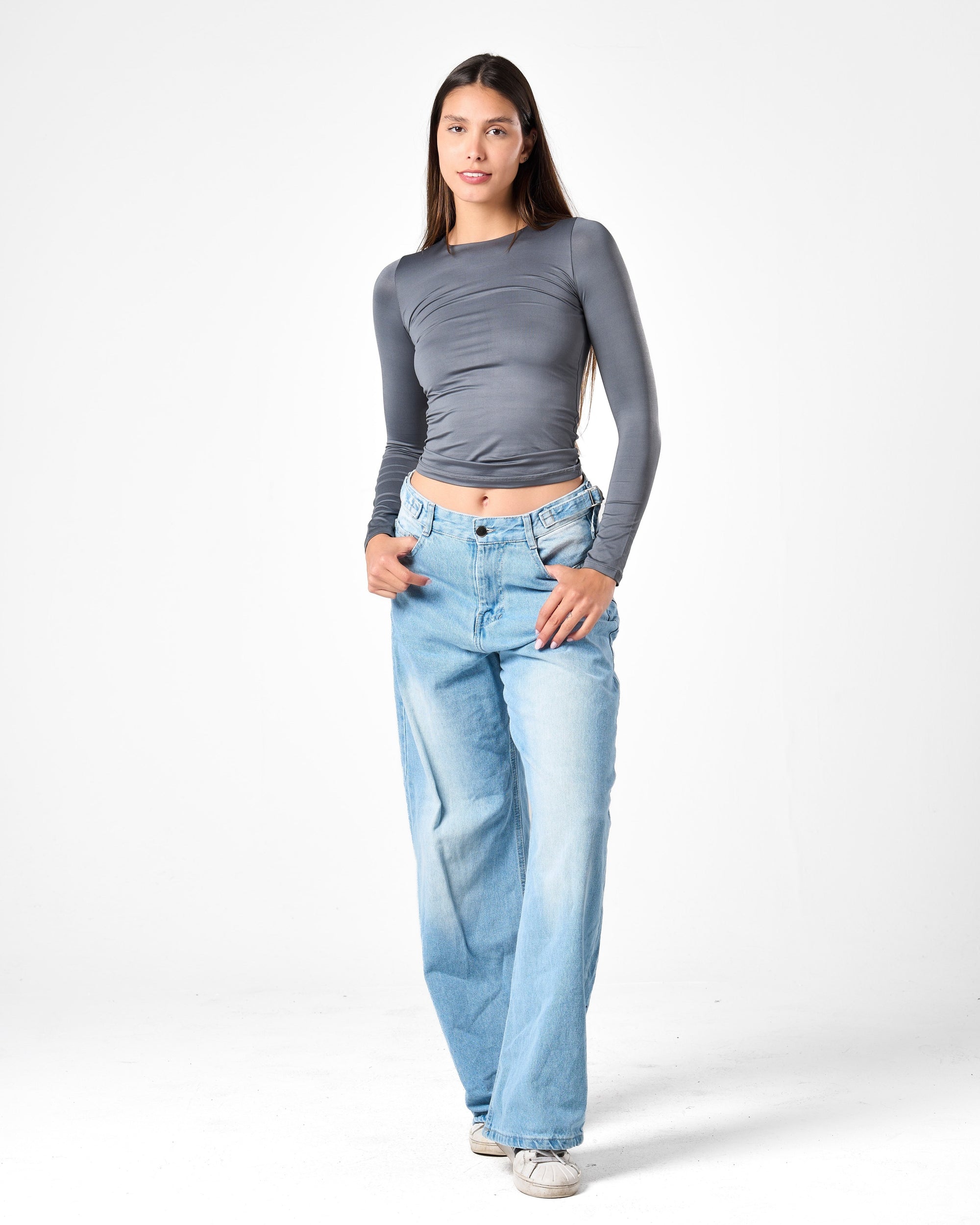 Shaping Long Sleeve Top In Charcoal