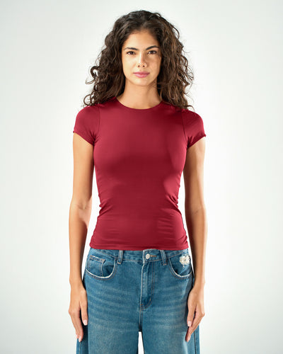 Shaping short sleeve top in Raspberry