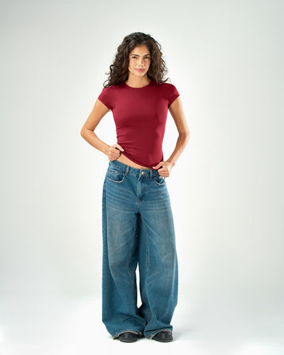 Shaping short sleeve top in Raspberry