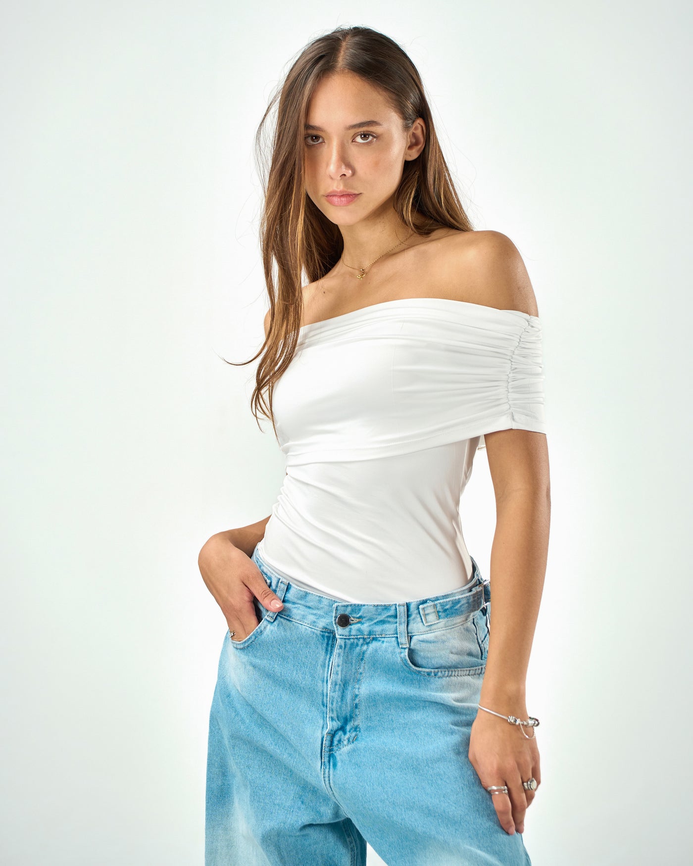 Off shoulder top in white