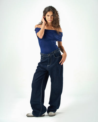 Off shoulder top in navy