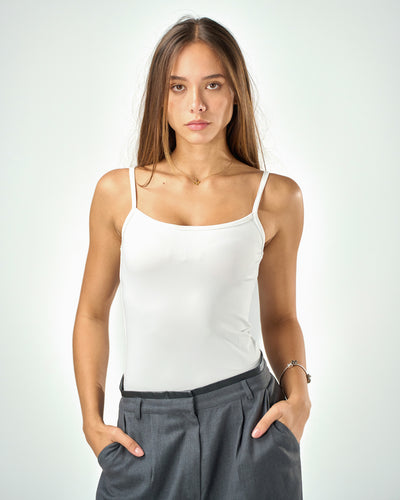 Shaping spaghetti tank top in white