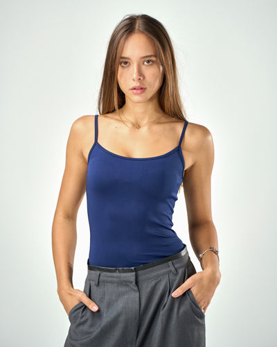 Shaping spaghetti tank top in navy