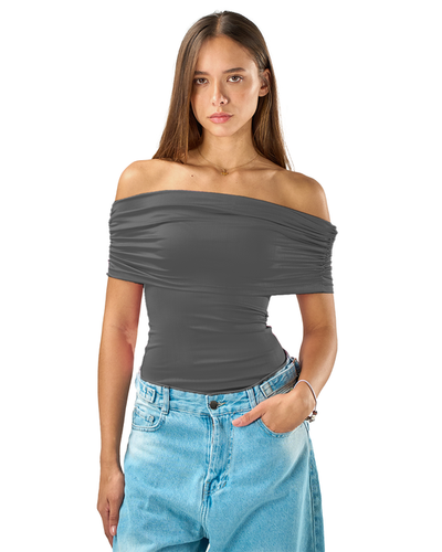 Off shoulder top in charcoal