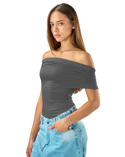 Off shoulder top in charcoal
