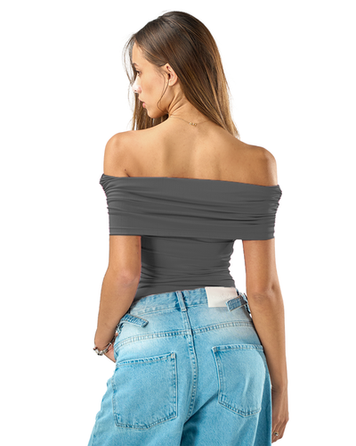 Off shoulder top in charcoal