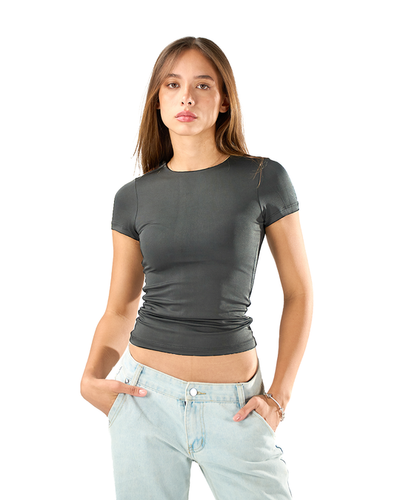 Shaping short sleeve top in charcoal