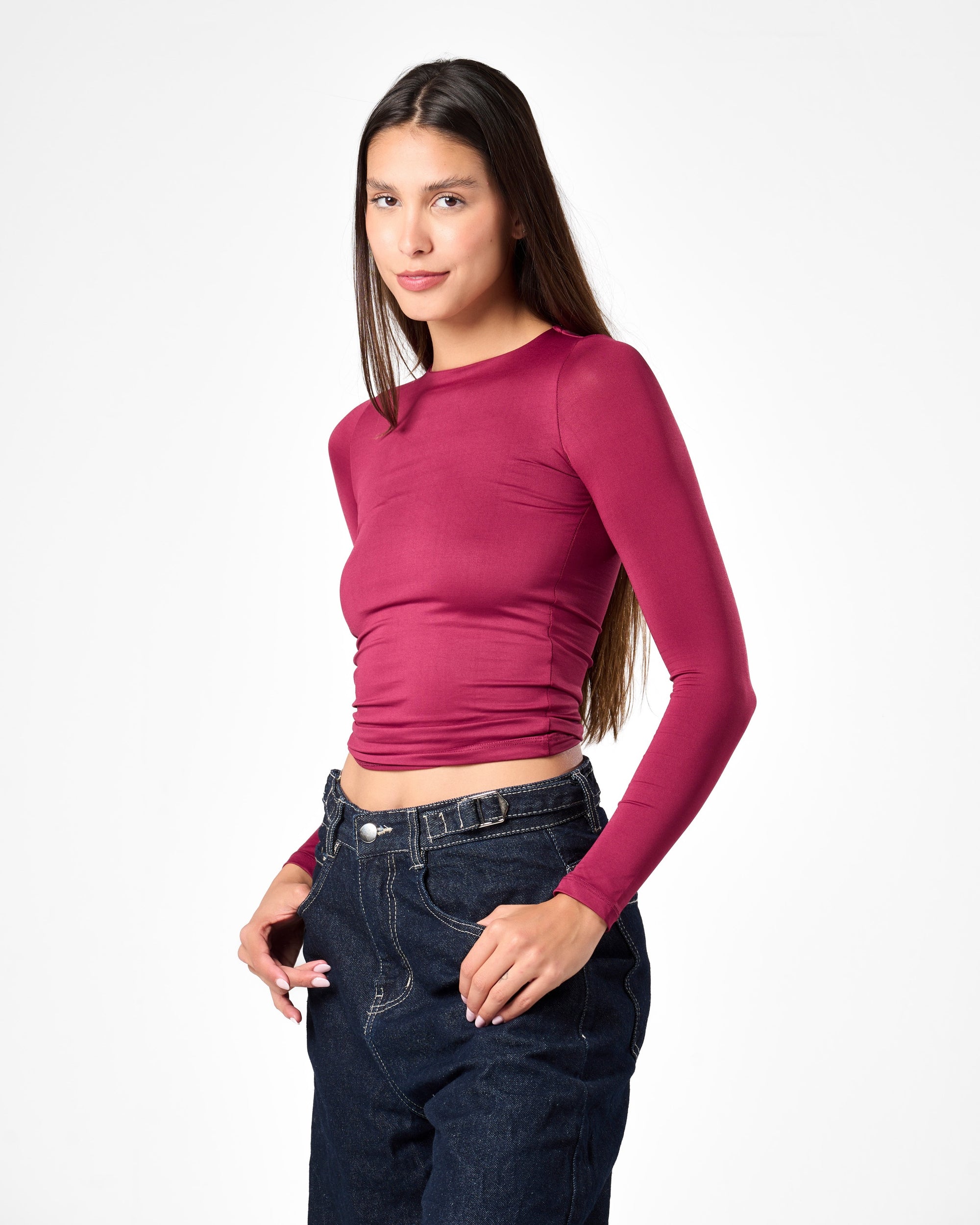 Shaping Long Sleeve Top In Raspberry