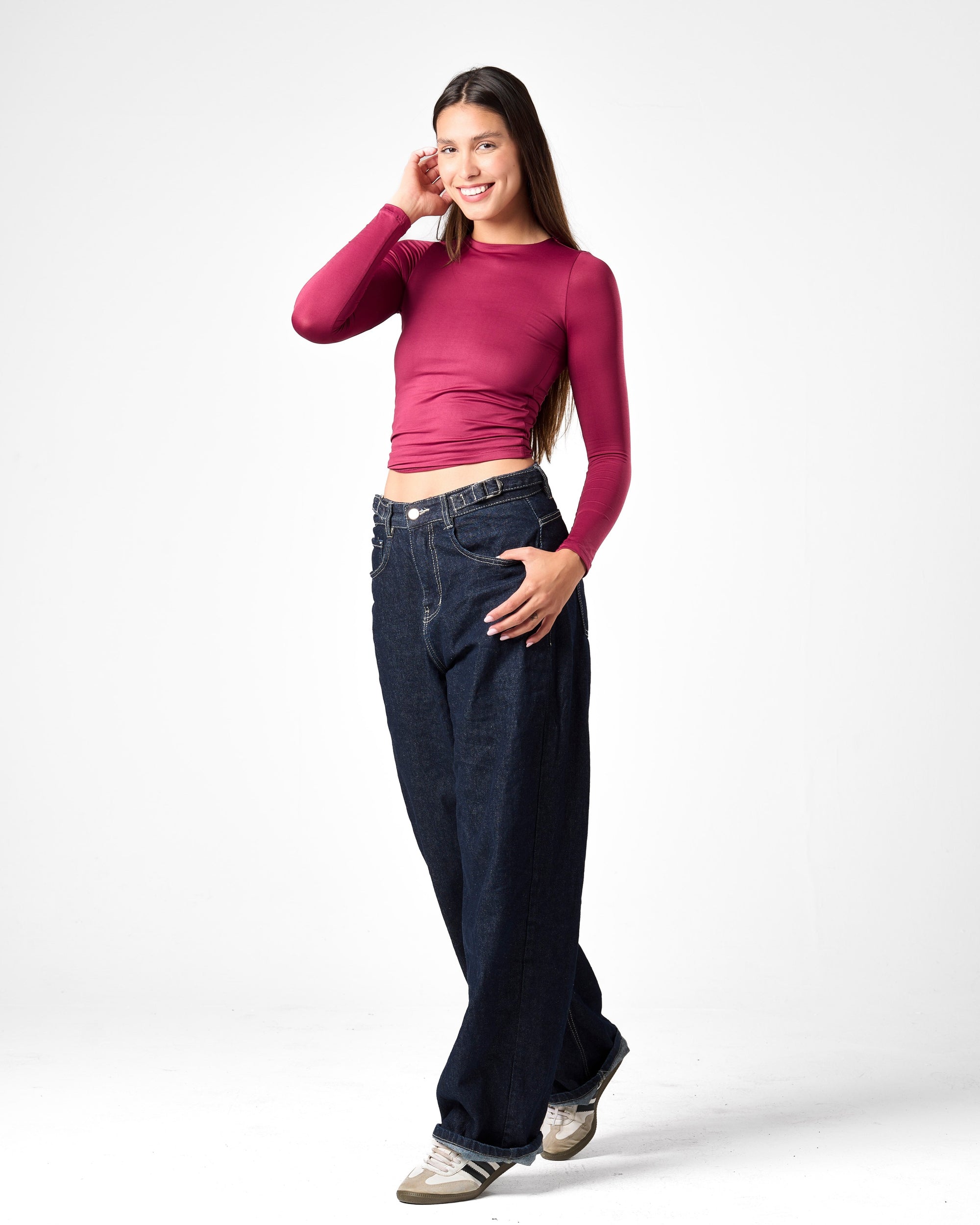 Shaping Long Sleeve Top In Raspberry